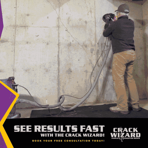 Crack Wizard technician repairing a foundation wall crack