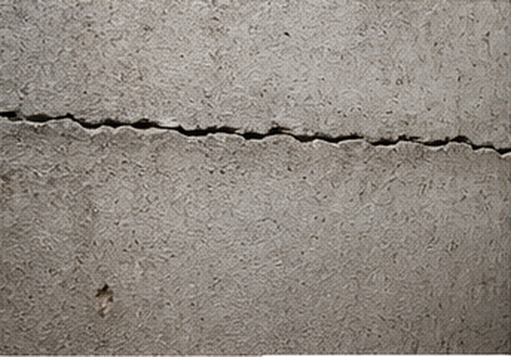 Horizontal crack running across a concrete basement wall